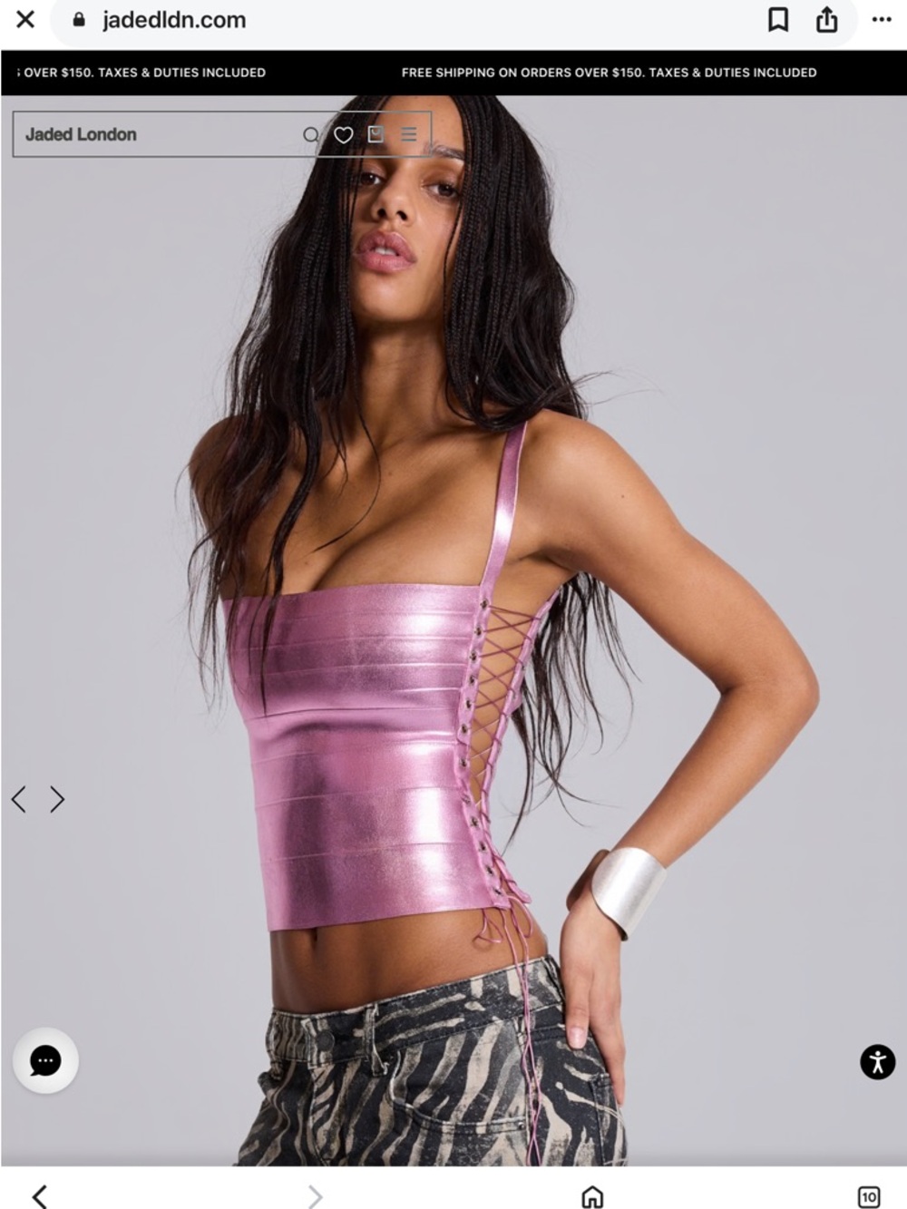 Jaded London bondage, top in a metallic pink size medium